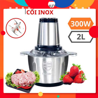 Máy xay thịt cối inox 2L đa năng dao 4 lưỡi công suất 300W