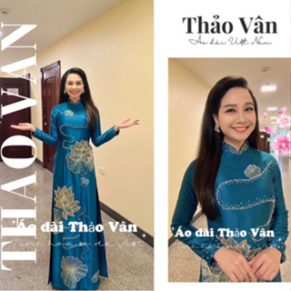 Áo Dài Mẹ Sui Thiết Kế Form Cao Cấp Truyền Thống Họa Tiết Sen Xanh 001 Sang Trọng Quý Phái - Áo Dài Thảo Vân
