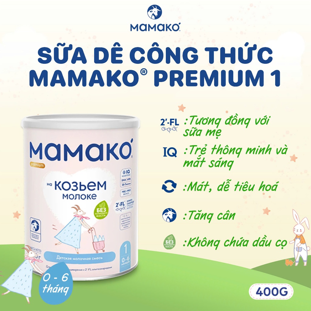 [COMBO 3 - 400G] Sữa Dê Công Thức MAMAKO Premium Nga Euro Store Số 1 - 400g tăng cường miễn dịch