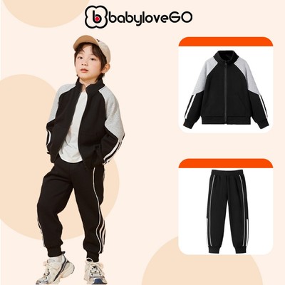 Bộ nỉ cho bé trai BabyloveGO mẫu mới 2026 đồ bộ thu đông dài tay cho bé phối màu độc đáo