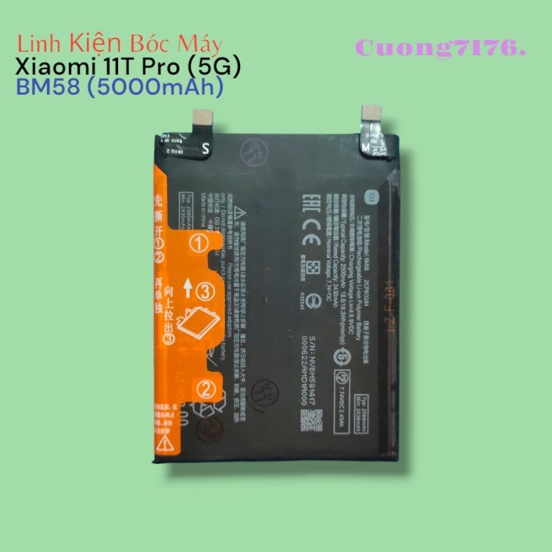 Pin Xiaomi 11T Pro 5G (BM58) 5000mAh Tháo Máy Đã Qua Sử Dụng Hoạt Động Tốt