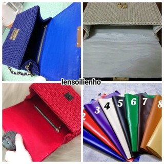 Vải da simili may  túi lót handmade