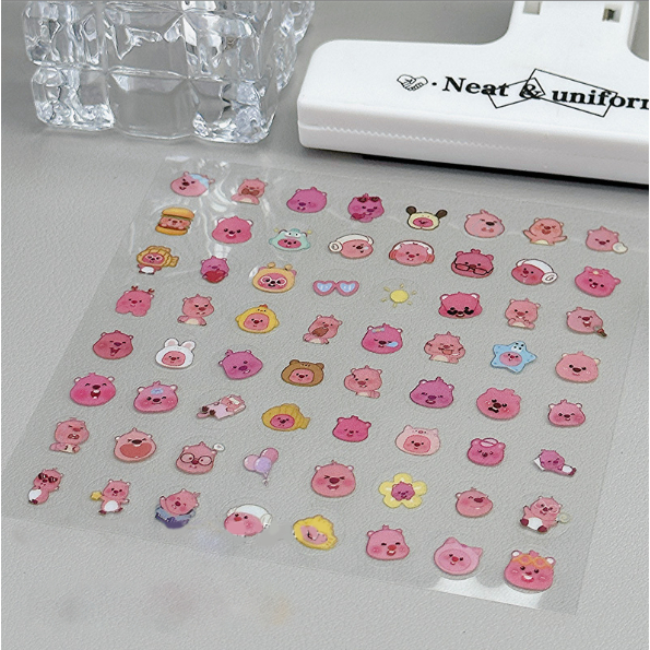 sticker hải ly loopy mini tròn STT7 cute sticker dễ thương trang trí đồ dùng vali bình nước bullet