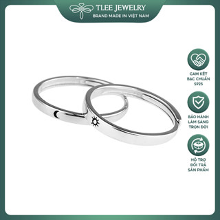Nhẫn đôi bạc TLEE mặt trăng- mặt trời freesize bạc Ý cao cấp TLEE JEWELRY