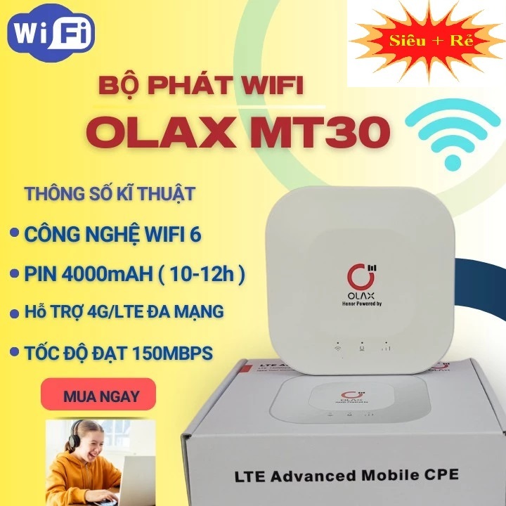 Bộ Phát Sóng Wifi 4G Từ Sim - Cục Phát Wifi Mini Cầm Tay -Phát Wifi 4G OLAX MT30 Pin 4000mah Dùng Tớ