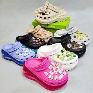 Dép sục mega crush clogs unisex tặng jibbitz stickers 3D loại đẹp, dép sục crush mega nam nữ nhựa cao cấp