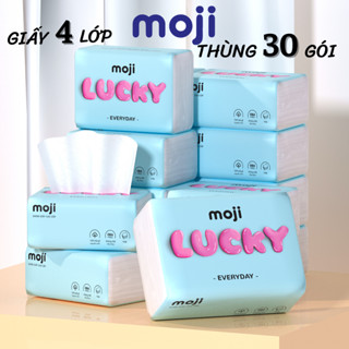Thùng 30 gói giấy ăn, khăn giấy ăn rút MOJI 4 lớp dày dặn, mềm mịn