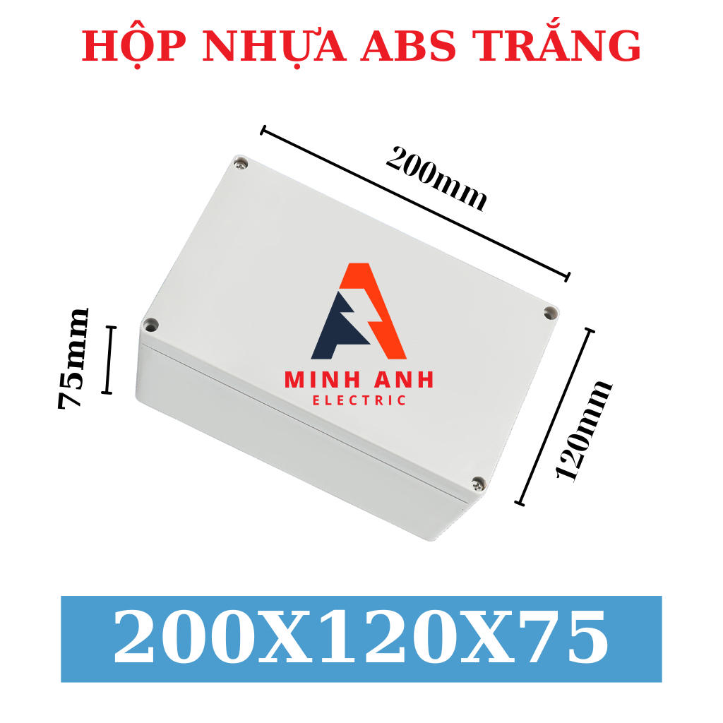 Hộp nhựa abs, hộp nhựa trắng, hộp nhựa đựng mạch 200x120x75mm