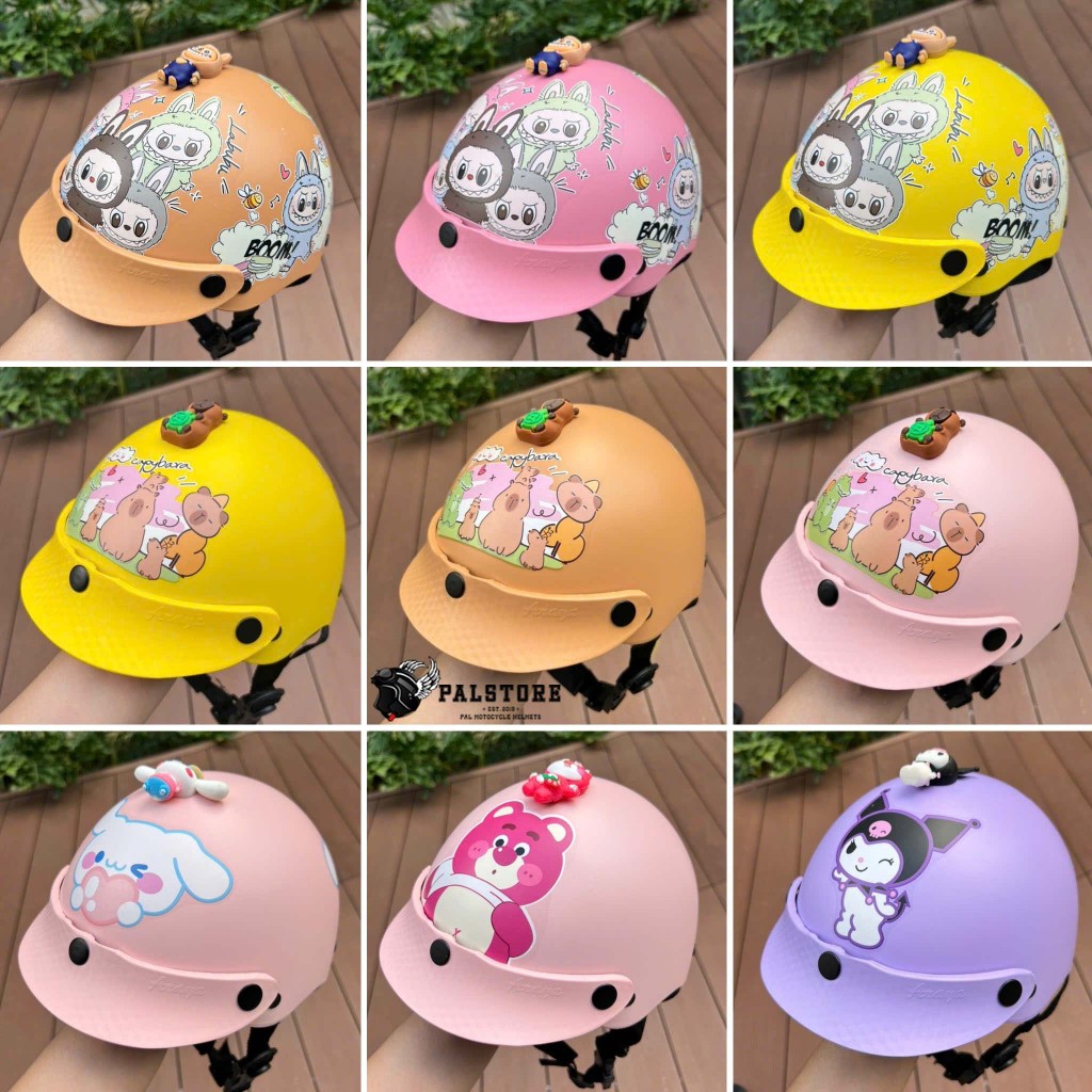 [Tặng tai mèo] - Mũ bảo hiểm trẻ em 3 đến 9 tuổi, Nón bảo hiểm cho bé họa tiết hoạt hình có tem kiểm định đạt chuẩn