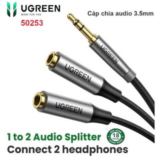 Cáp chia âm thanh 3.5mm ugreen 10739 20816 av134 50253 av191 đầu mạ vàng cao cấp