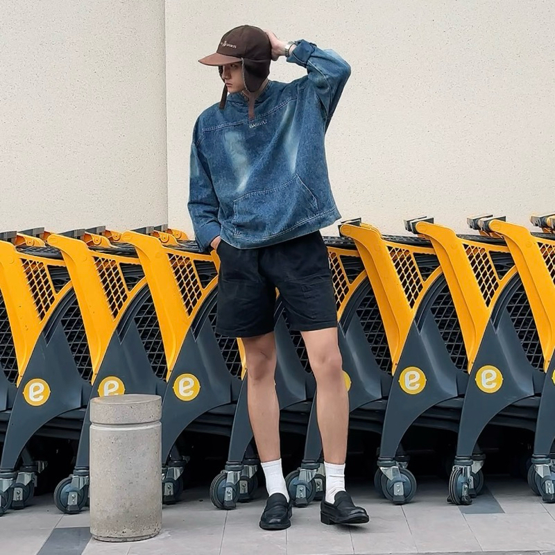 Áo Hoodie denim Basstu bs02 form rộng nam nữ