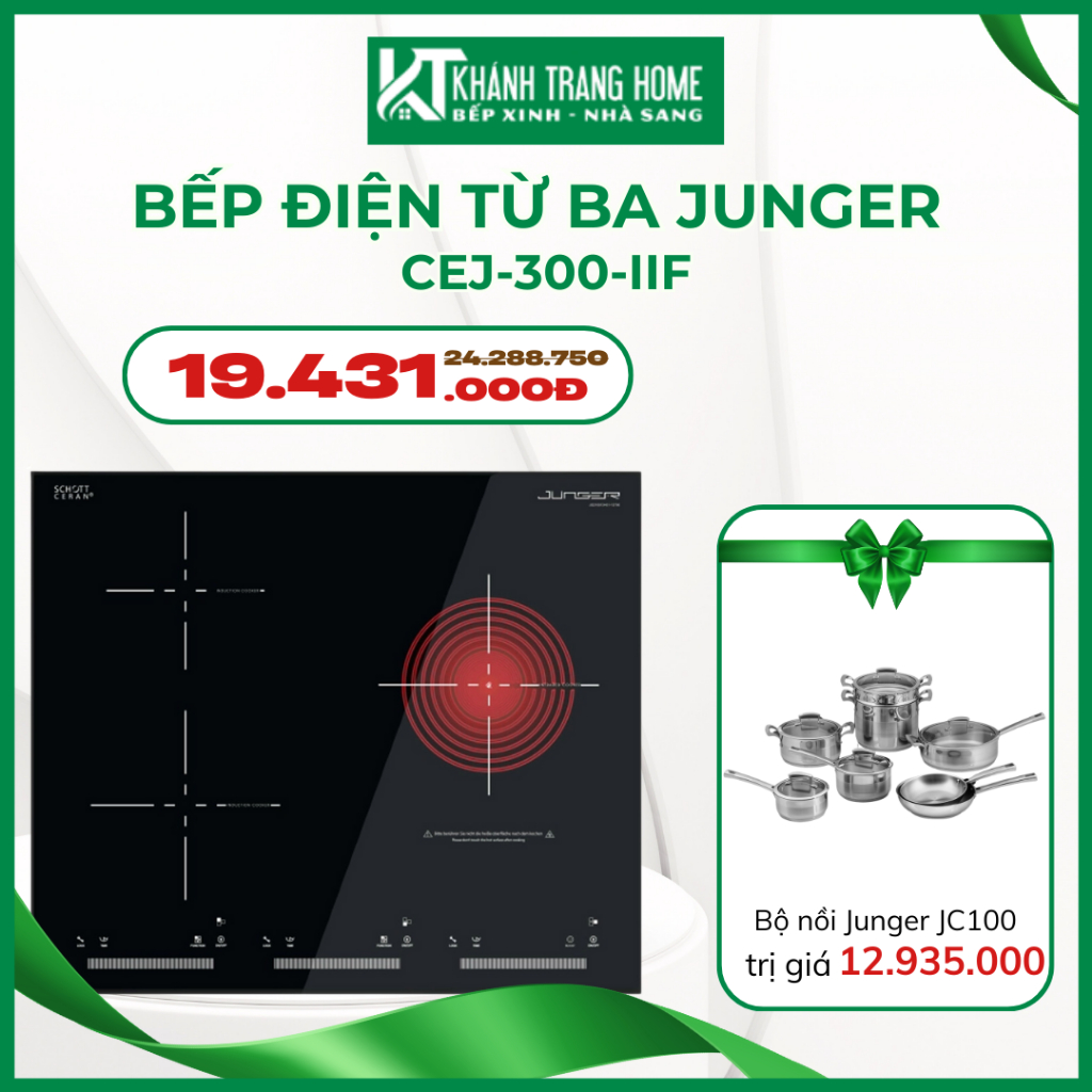 Bếp điện từ ba JUNGER CEJ-300-IIF vùng nấu tiện lợi nhanh chóng 2 bếp từ 1 bếp hồng ngoại - Khánh Tr