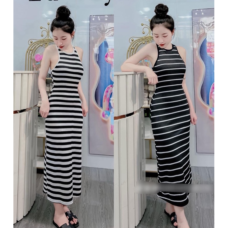 Đầm Body/Đầm Ôm/ Maxi Dáng Dài Sọc Kẻ Hàng Đẹp Thời Trang Hotgirl Sexy Đi Tiệc Quá Chuẩn