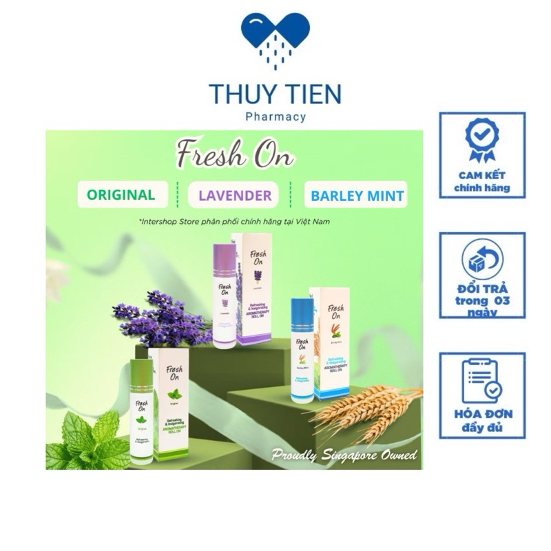 Chai dầu lăn thảo dược Fresh On bi lăn bằng thép Eagle Brand 8ml hỗ trợ giảm căng thẳng, chống say t