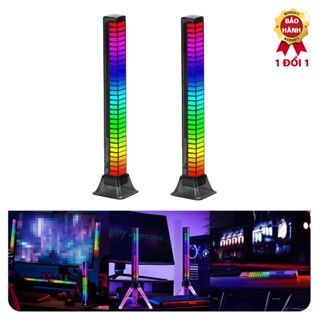  Thanh đèn LED RGB 4D nhiều màu cảm biến âm thanh dùng làm decor bàn làm việc máy tính trên xe...NHÁY THEO NHẠC 