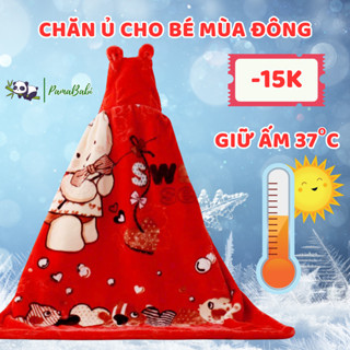  Chăn Ủ Cho Bé Sơ Sinh Lông Tuyết 2 Lớp Dày Có Khuy Bấm Túi ngủ mùa đông cho bé Ủ choàng cho bé 