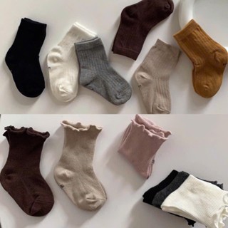 [Set 5 đôi] Tất Cổ Bèo Cao Cổ Mềm Mịn Nhiều Màu Cho Bé Style Hàn Quốc