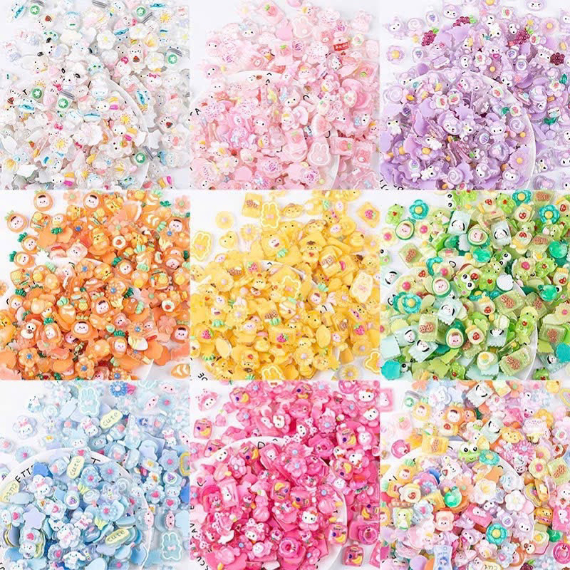(Tặng keo) Combo 10/30/50/100charm slime trong suốt, phụ kiện trang trí kẹp tóc, làm đồ handmade,trang trí tiểu cảnh