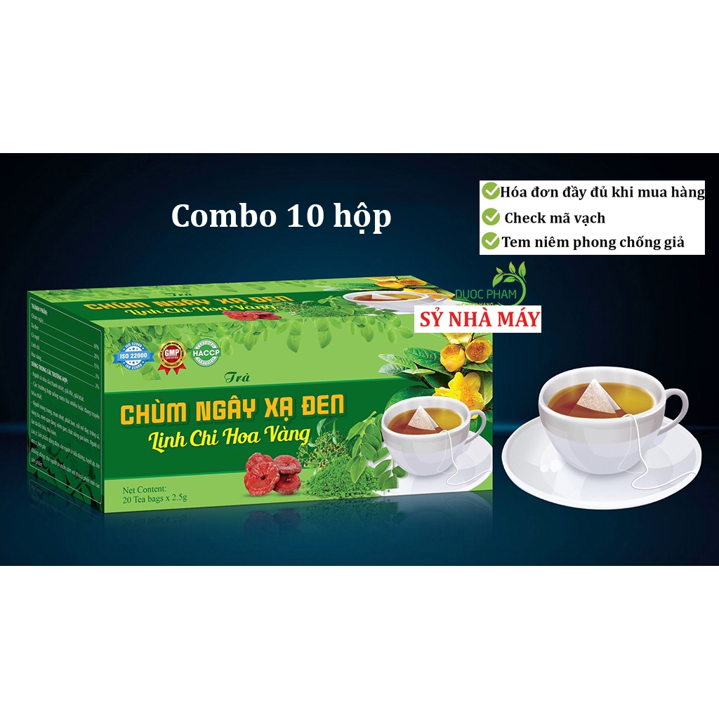 Combo set 10 hộp trà chùm ngây linh chi xạ đen