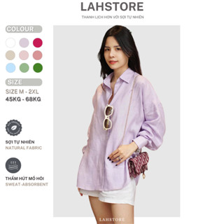 Áo sơ mi nữ dài tay form rộng linen LAHSTORE thiết kế basic trẻ trung năng động (Tím, Hồng, Trắng, Xanh)