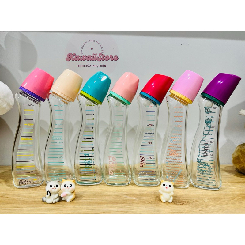    NEW - CÓ SẴN  Bình sữa chính hãng BÉTTA THỦY TINH 160ml 200ml 240ml 