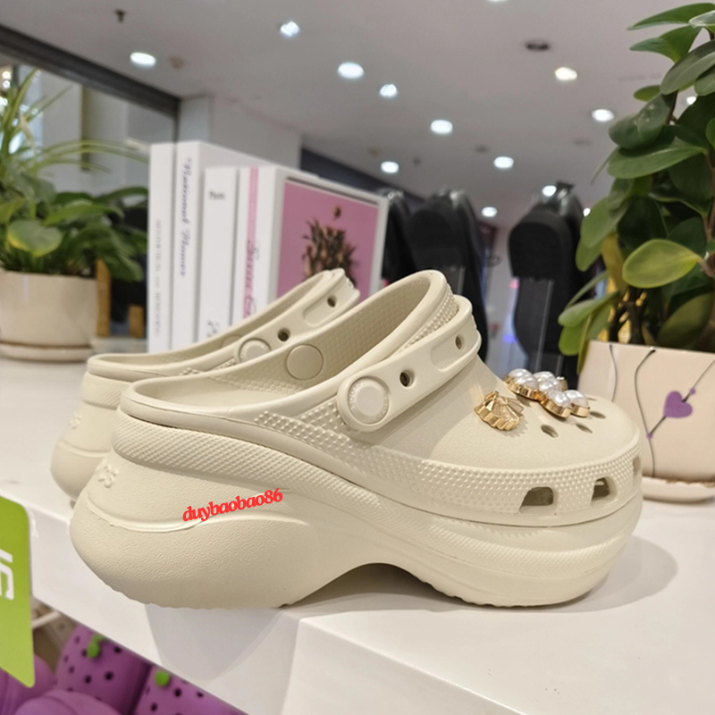 Dép sục nữ đúc nguyên khối db, thời trang dép crocs tôn dáng đế cao 7cm mã A2