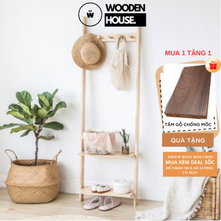  Thang Gỗ Decor WOODEN HOUSE Thang Gỗ Trang Kệ Treo Quần Áo Chụp Ảnh Phong Cách Hàn Quốc 