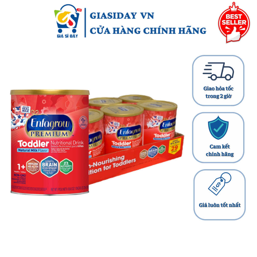 [HSD 2027][THÙNG] Sữa Enfagrow Premium Toddler NonGMO 1Y+ Enfagrow Đỏ Nắp Vàng, Sữa Bột Công Thức