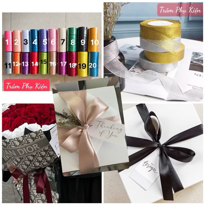 Ruy Băng Lụa 2cm 4cm Ruy Băng Vải Cuộn Dài 22m Trang Trí Đẹp