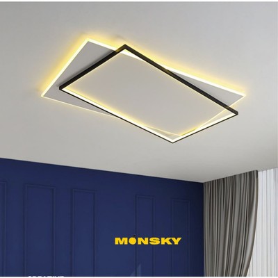 Đèn ốp trần MONSKY ATENMID chữ nhật trang trí nội thất hiện đại 3 màu ánh sáng có khiển từ xa (004)