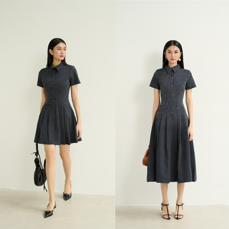 váy somi sọc cổ đức HOIVU Ratih dress