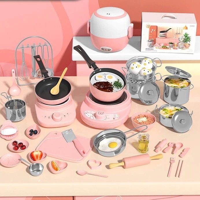 Bộ đồ chơi nấu ăn thật gồm 22 chi tiết, chất liệu nhựa cao cấp.Bếp điện mini nấu ăn được các loại
