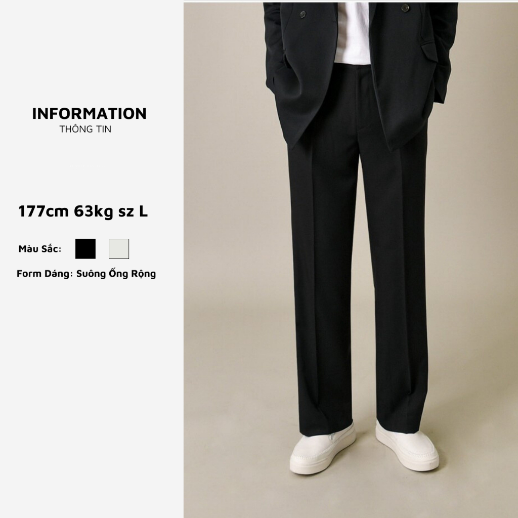 Quần ống suông nam đen Baeton cao cấp chất liệu dày dặn form tôn dáng che khuyết điểm chuẩn Hàn Quốc