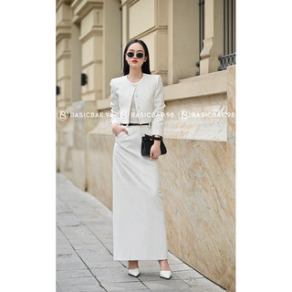 Blazer Tulip/ Chân váy Midi thanh lịch, trẻ trung, hàng thiết kế Basicbae.98