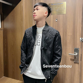 Áo Khoác Bomber Gió Philip Thêu Hổ Hai Vai 2 Lớp - Áo khoác bomber gió nam Philipp Plein thêu hình hổ vằn hai bên ngực