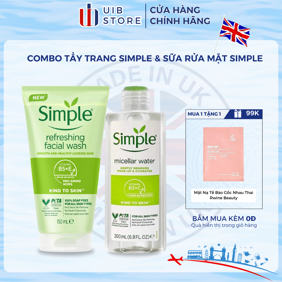 Combo tẩy trang simple và sữa rửa mặt simple