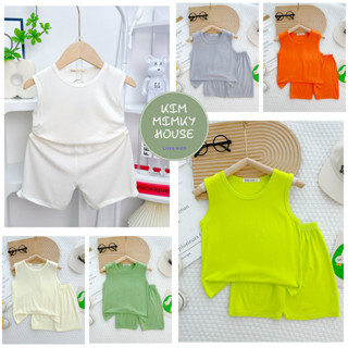 KIM054 Bộ thun lạnh ba lỗ trơn (10-26kg) Minky Mom vải mềm mịn mát cho bé yêu