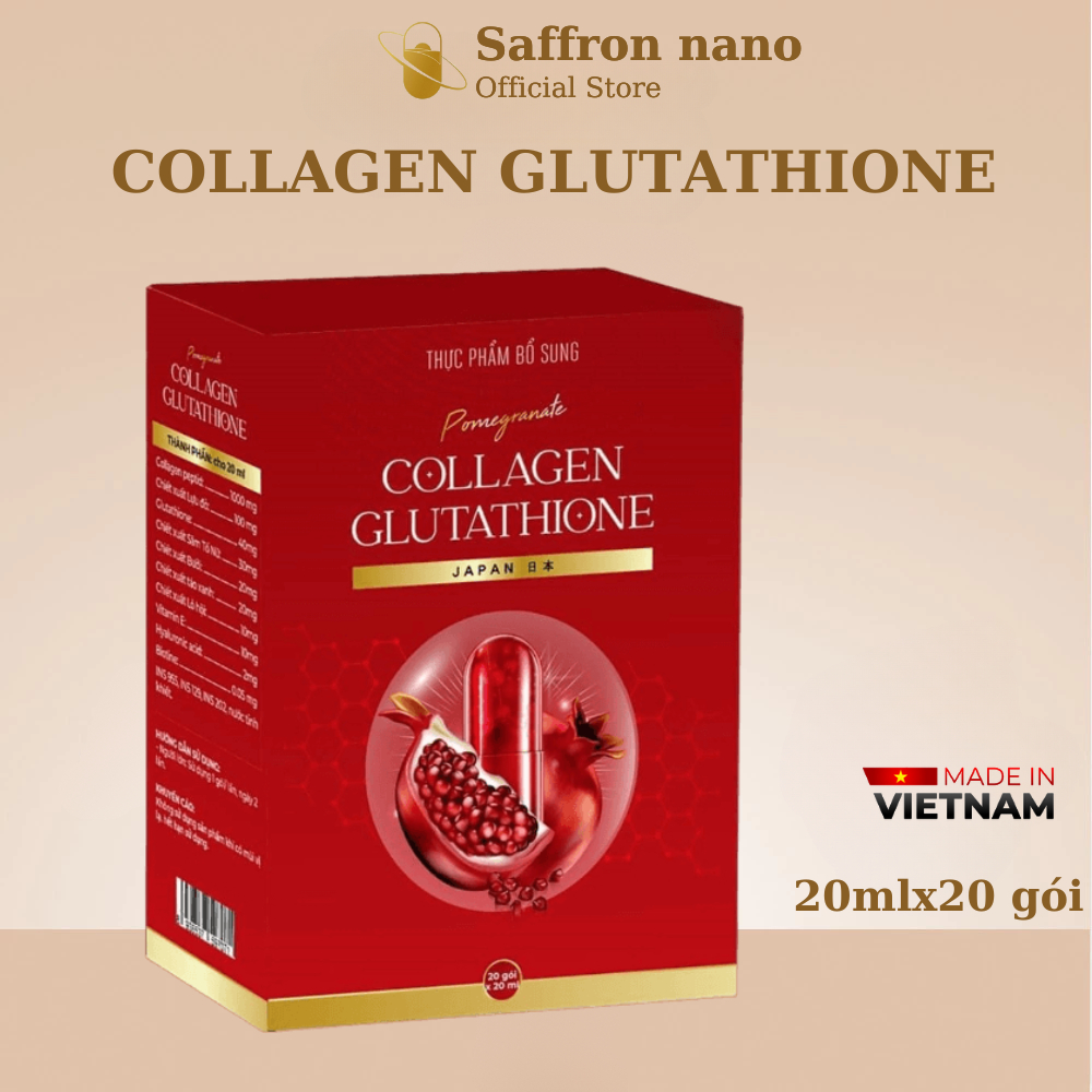 Thực phẩm bổ sung Collagen Glutathione Lựu Đỏ - Hộp 20 gói x 20ml