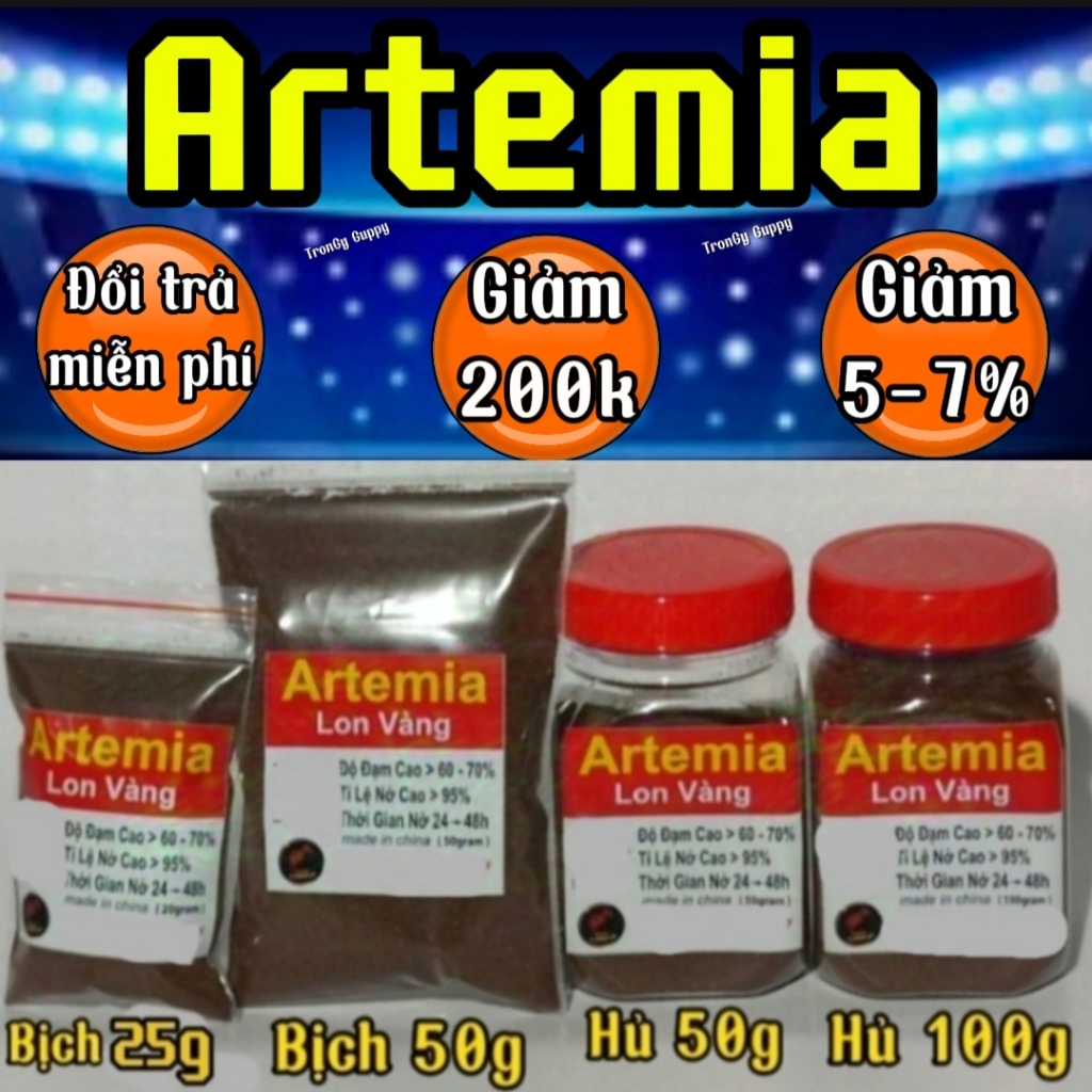 Cám artemia trung quốc lon vàng_ Top1 rẻ nhất và bán chạy nhất, cám cá thức ăn cho cá 7 màu guppy be
