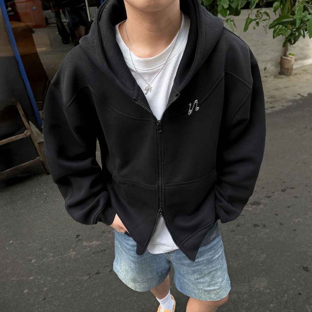 Áo Double Zipper Boxy Hoodie NOCTURNAL Vải 2 Da Chống Nắng Hindless Fabric Unisex Local Brand | BigBuy360 - bigbuy360.vn