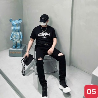 Quần jean nam rách gối to màu đen trơn chất bò cao cấp co dãn 4 chiều đẹp form dáng skinny boy phố HAVADOSHOP C21 mới