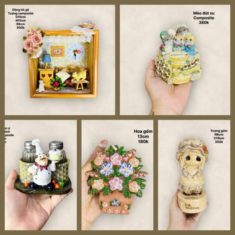Tượng decor, chuông, tranh trang trí, đồ decor dễ thương gốm sứ