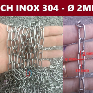 Dây xích INOX 304 Không Gỉ  Phi [ 2mm ] Cuộn Lẻ Theo Mét