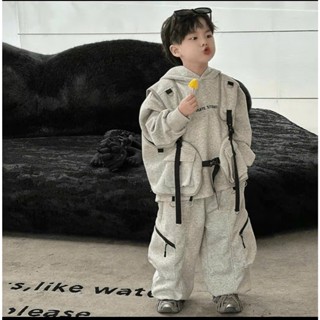 (Xả lẻ size) Bộ nỉ 3 chi tiết áo nỉ có mũ, áo gile túi hộp và quần bo chun túi hộp cho bé trai từ 9-30kg JINKIDS