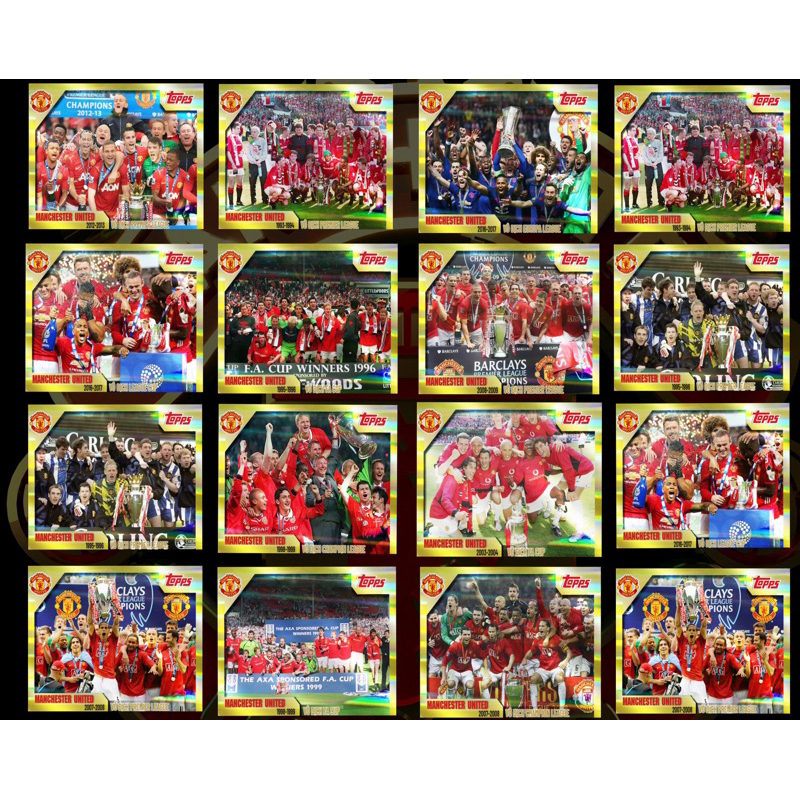 Combo thẻ in match attax MU vô địch thẻ ngang Manchester United Champions Euro league ngoại hạng anh