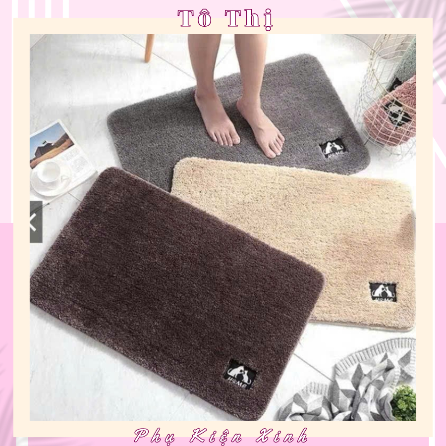 Thảm lau chân dạng nỉ hình chữ nhật KT 40x60cm, lông mềm mịn dày dặn đế chống trơn trượt - Tô Thị