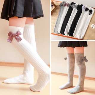 Tất Dài đến đùi gối cho bé đính Nơ Caro 2 bên