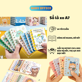 Sổ tay ghi chép mini giấy in OFFSET dày dặn bảo vệ mắt, sổ lò xo thiết Kế 80 trang A7 có dòng kẻ nhỏ gọn, note từ vựng