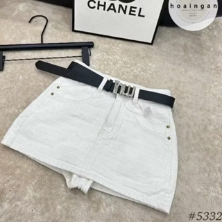 Chân Váy Jean Trắng Trơn 2287 Women(Đai ngẫu nhiên)