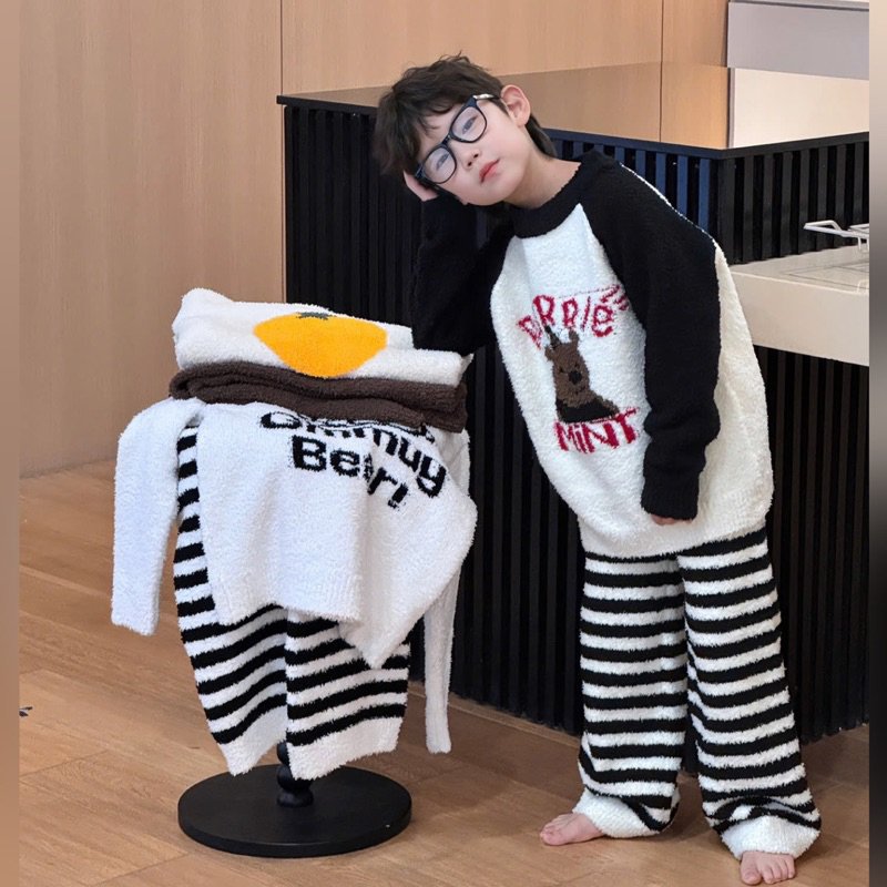 Bộ mặc nhà bé trai (ÁO+ QUẦN) len lông co giãn mềm mịn S78 size 90-150, bộ trẻ em thu đông cao cấp